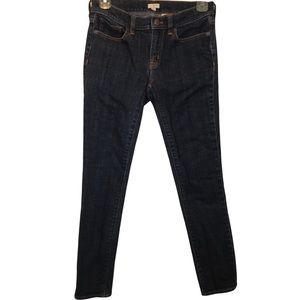 J Crew Stretch Skinny Dark Wash Low Rise Denim Jeans; size 24